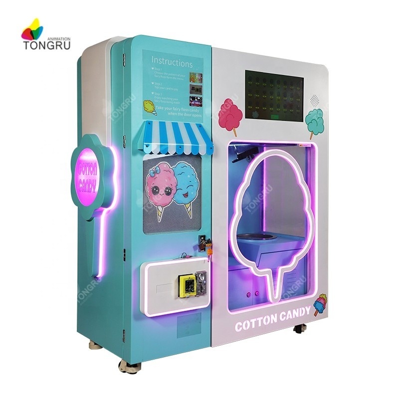 China Factory Custom Candy Sweet Latest Floss Flower Vending Automatic Cotton Candy Vending Machine Business