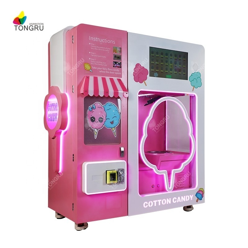 China Factory Custom Candy Sweet Latest Floss Flower Vending Automatic Cotton Candy Vending Machine Business