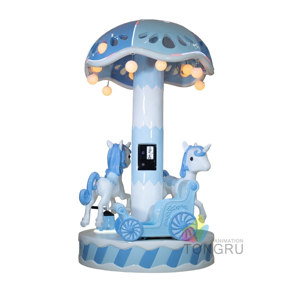 TONGRU Coin operated 3 players horse carousel game machine amusement park kiddie ride mini carousel