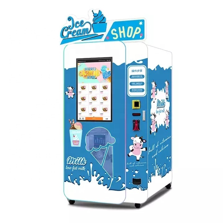 Customized outdoor smart fully automatic smoothie gelato machines frozen food soft ice cream vending machine