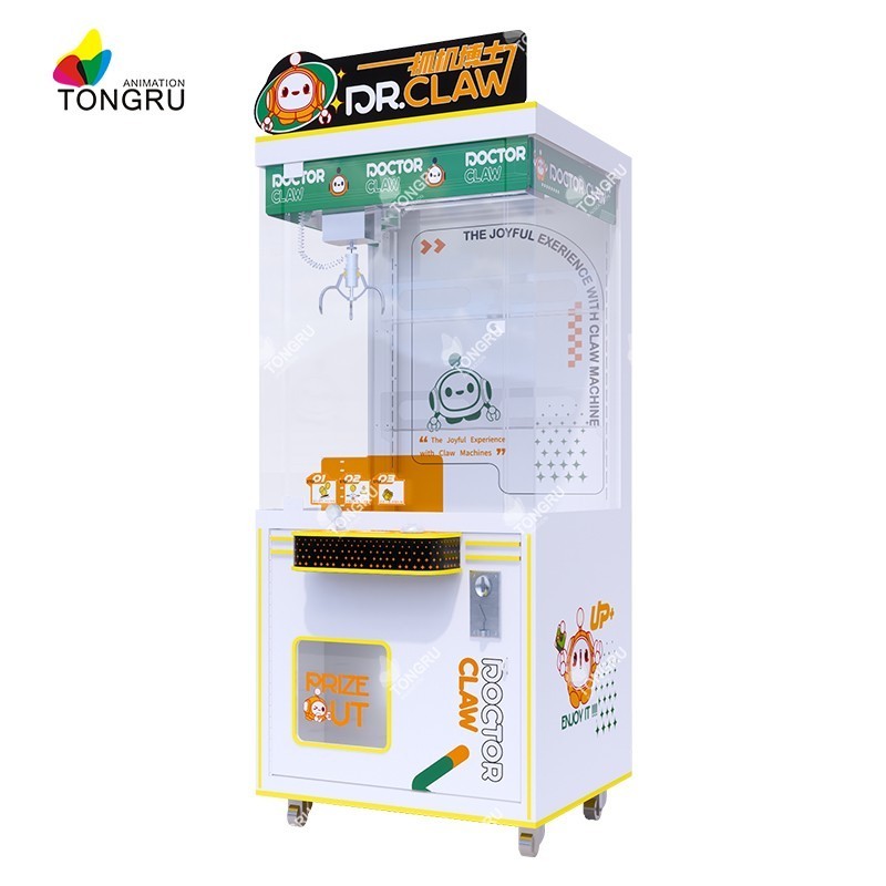 Medium claw machine arcade custom design 100 dollar catcher cute plush doll game white claw crane machine for sale uk