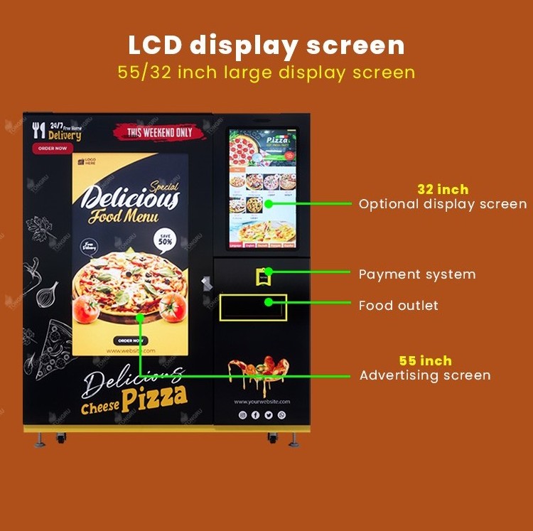 Delicious Pizza Vending Machine Big Touch Screen Automatic In Station Subway Hot Food Pizza Vending Machine