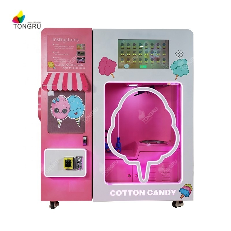 China Factory Custom Candy Sweet Latest Floss Flower Vending Automatic Cotton Candy Vending Machine Business