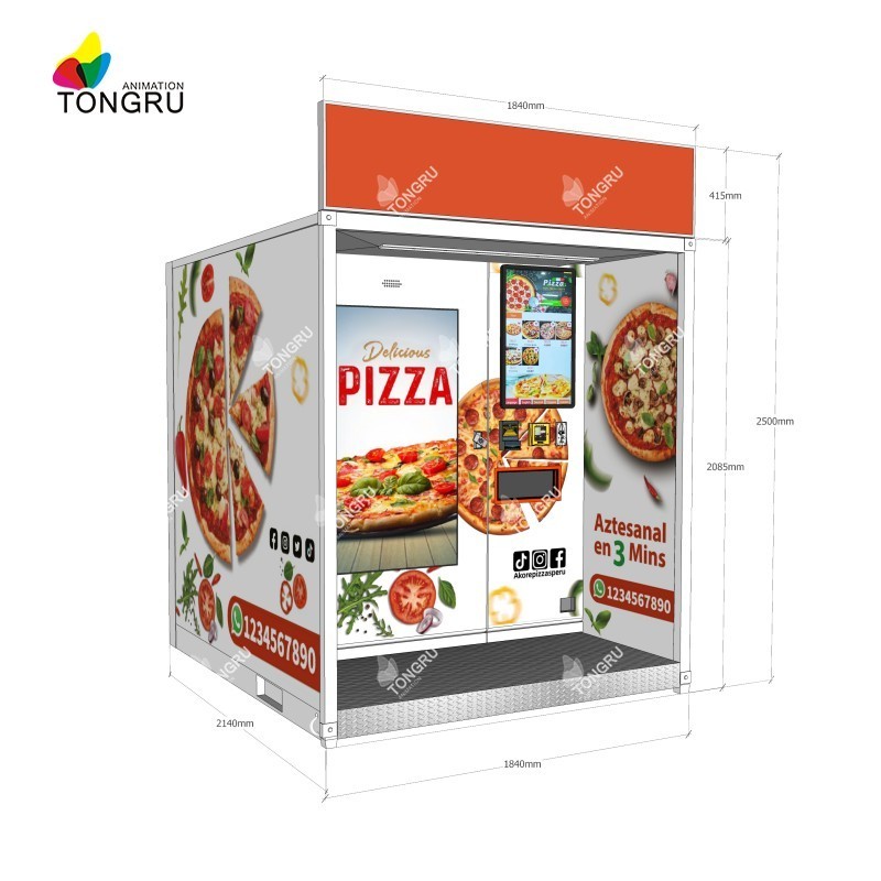 24/7 Self-Service distributeur a pizza making machine outdoor Heating Fast Food automatic pizza vending machine