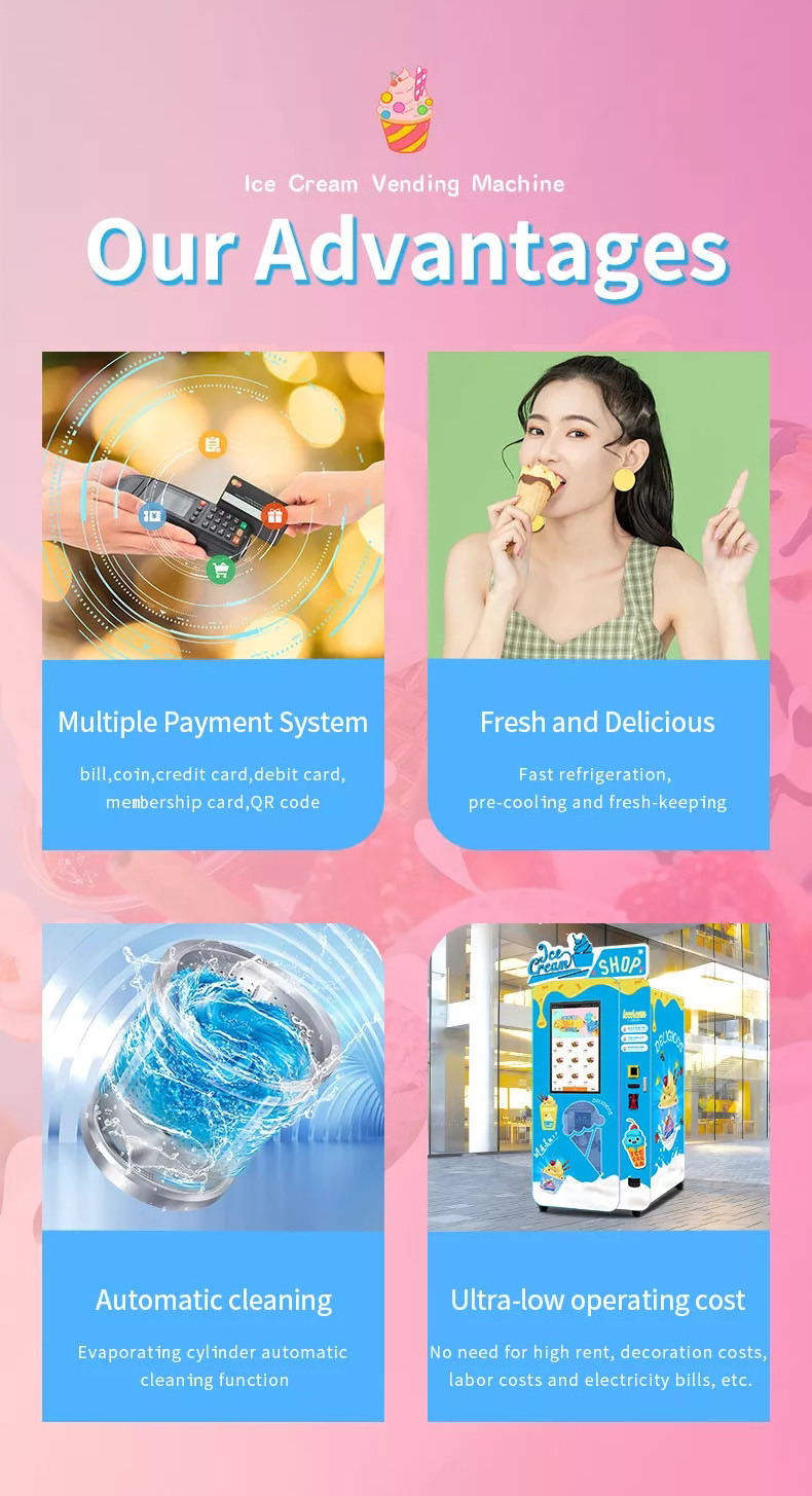 Factory sale automatic ice cream robot machine self sevice  soft serve ice cream vending machine