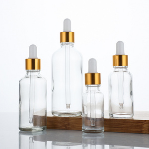 Skin care cosmetics bottles for essential oil glass dropper bottles 50 ml glass clear wholesale