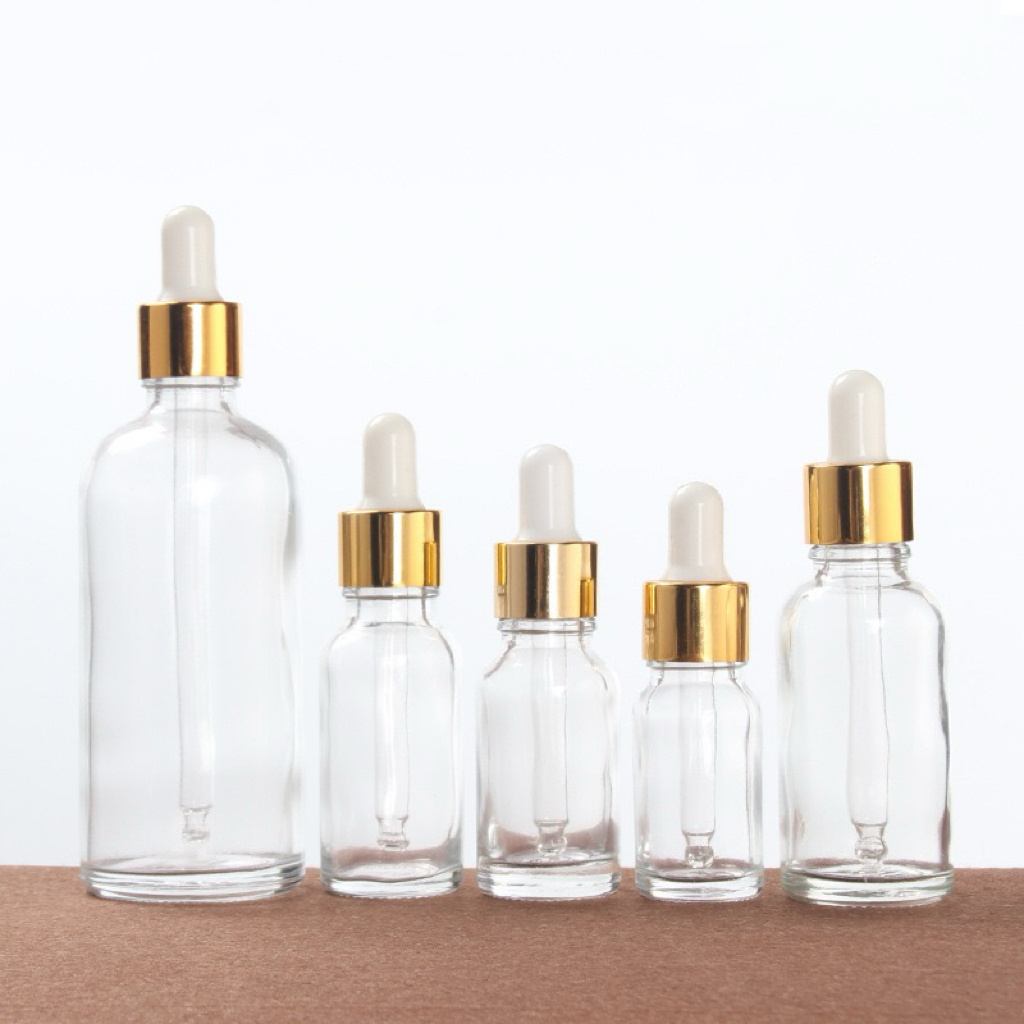 Skin care cosmetics bottles for essential oil glass dropper bottles 50 ml glass clear wholesale