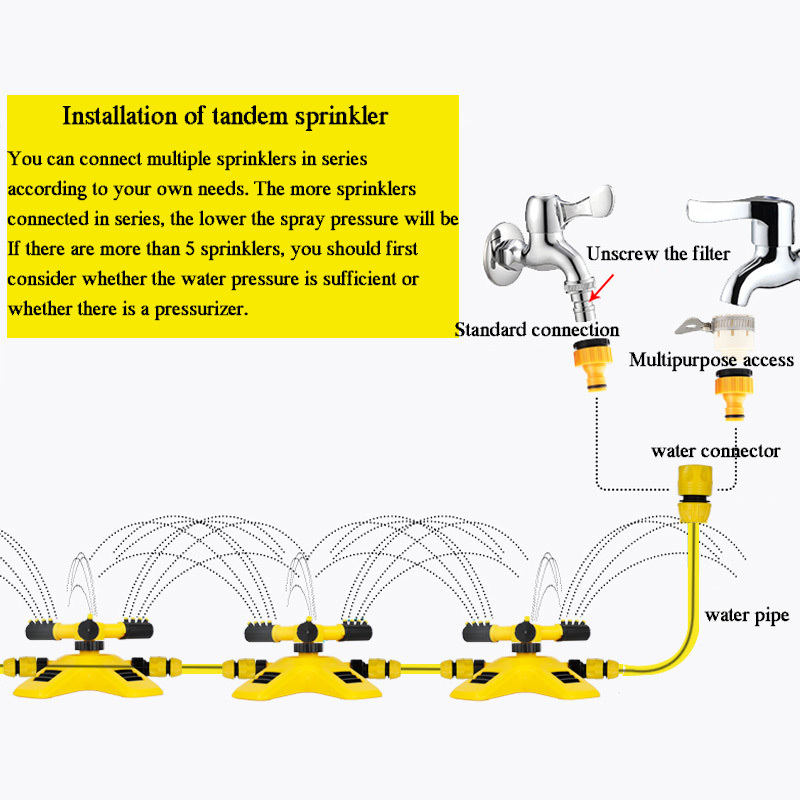 360 degree automatic rotating nozzle nursery irrigation sprinkler series three prong watering device sprinkler