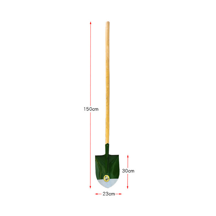 High quality shovel digging garden metal steel round construction shovel with wooden handle