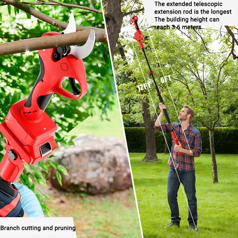 Outdoor Garden Sissor Battery Powered Cordless Branch Pruners Electric Pruners With Extension Pole