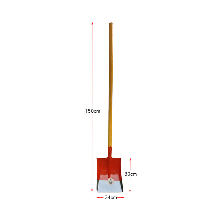 High quality shovel digging garden metal steel round construction shovel with wooden handle