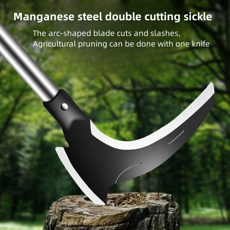 Hot selling agricultural tools all steel sickle with wooden handle sickle double edged dual  purpose sickle