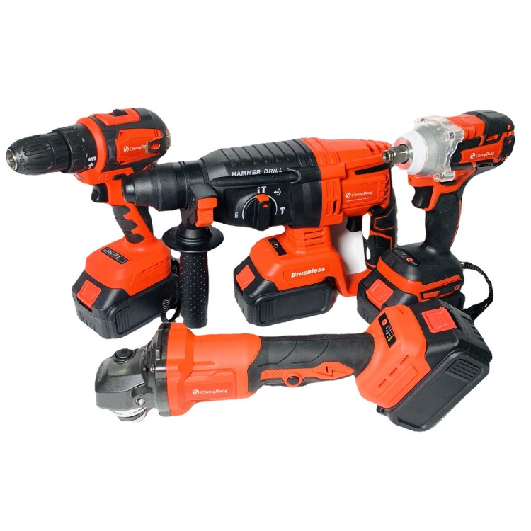 4pcs in 1 Cordless Electric Power Drills Wrench Angle grinder Hammer Drill Power Tool Set