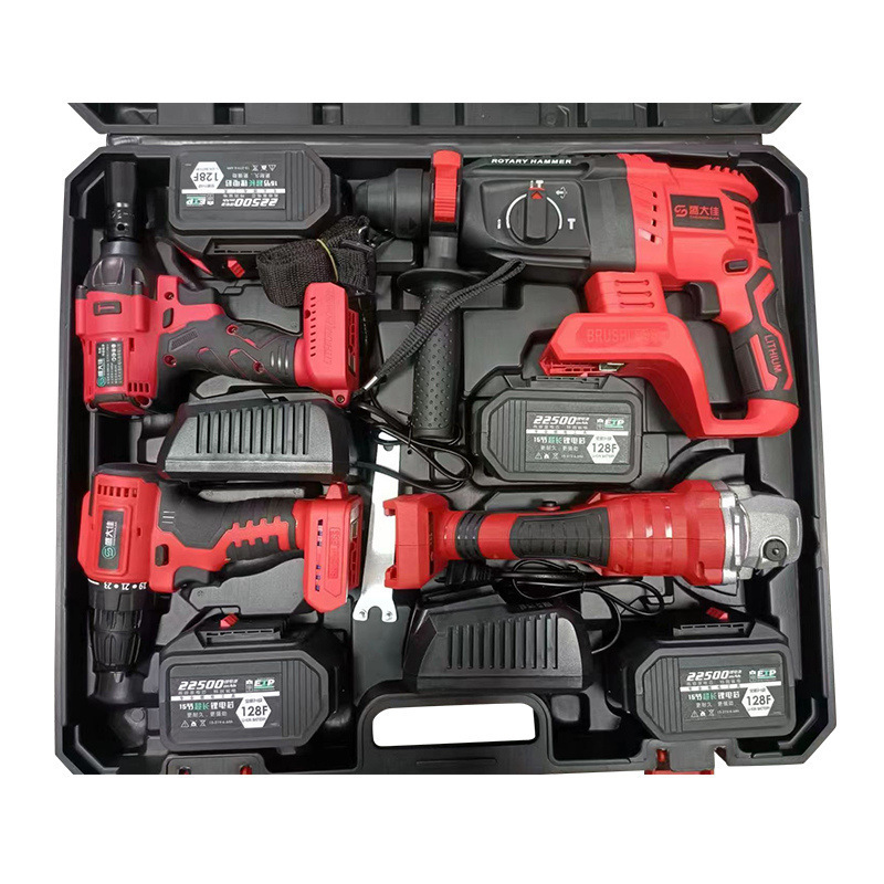 4pcs in 1 Cordless Electric Power Drills Wrench Angle grinder Hammer Drill Power Tool Set