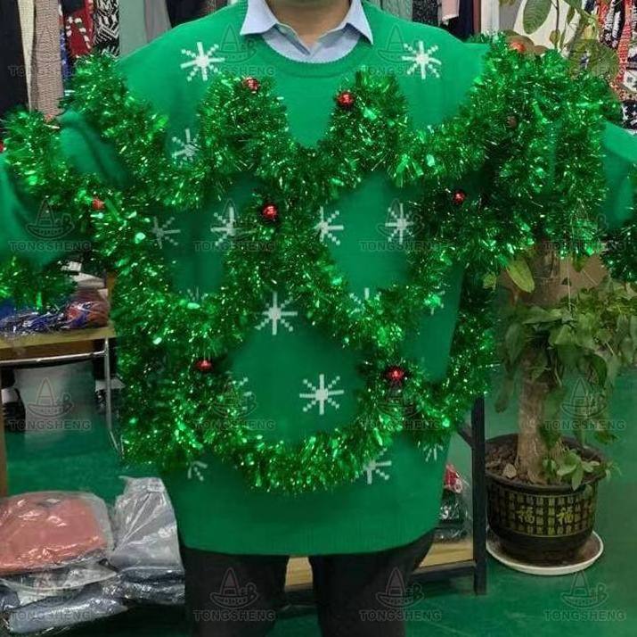 2024 Manufacturer Custom Christmas Tree Sweater Tacky Tinsel Oversized Wholesale Funny Ugly Christmas Jumpers For Men