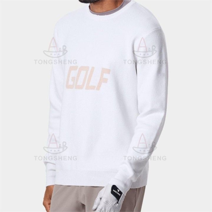 Latest Design Custom Ribbed Knit Cashmere Pullover Crewneck Golf Sweater Women Mens Custom Logo Golf Sweater