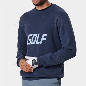 Latest Design Custom Ribbed Knit Cashmere Pullover Crewneck Golf Sweater Women Mens Custom Logo Golf Sweater