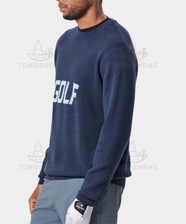 Latest Design Custom Ribbed Knit Cashmere Pullover Crewneck Golf Sweater Women Mens Custom Logo Golf Sweater