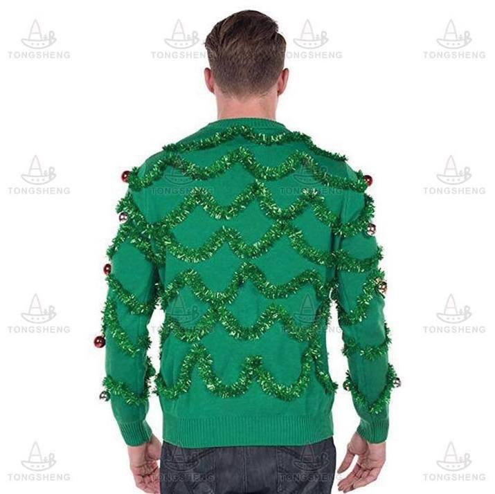 2024 Manufacturer Custom Christmas Tree Sweater Tacky Tinsel Oversized Wholesale Funny Ugly Christmas Jumpers For Men