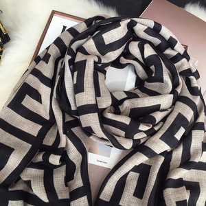 2024 Manufacturer Custom Wholesale Luxury Muslin Letter Plain Cotton Linen Printed Scarf For Women