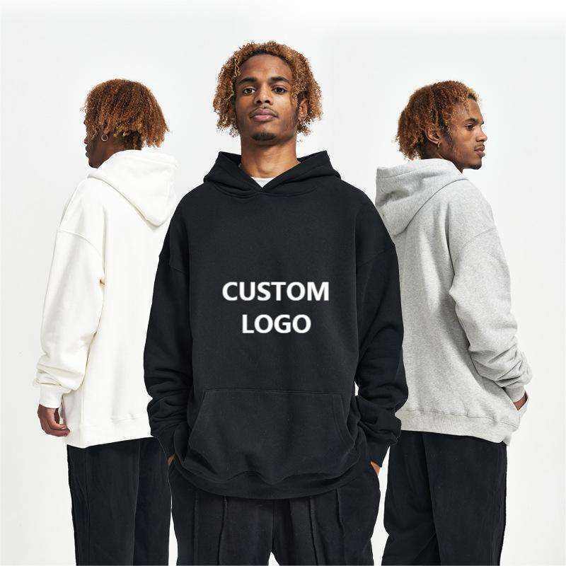 Custom Black White Hoodies Unisex 100% Cotton Por Mayor Suppliers High Quality Heavy Fleece 400gsm 400 Gsm Hoodies For Men