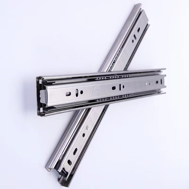 45 mm 3-folds Full Extension Ball Bearing Slide Heavy Duty Stainless Steel Drawer Slides for Cabinetry