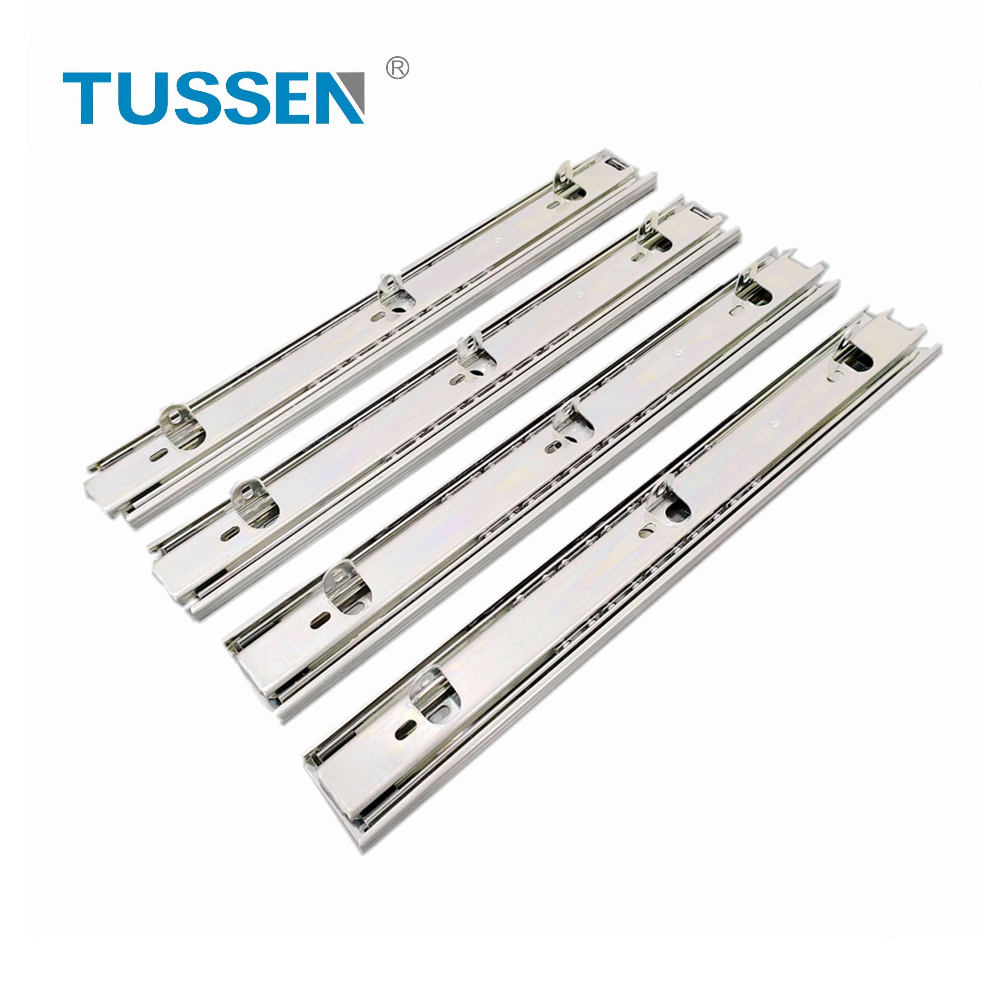 TUSSEN Full Extension Bottom Mount Drawer Slides Heavy Duty Ball Bearing Channel Rail with Hooks