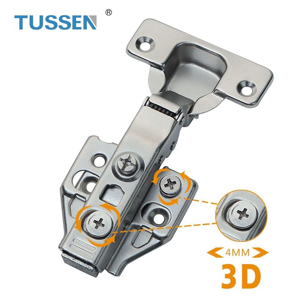 TUSSEN Furniture Fittings Clip on Self Closing Hydraulic 3D Iron Cabinet Door Hinges