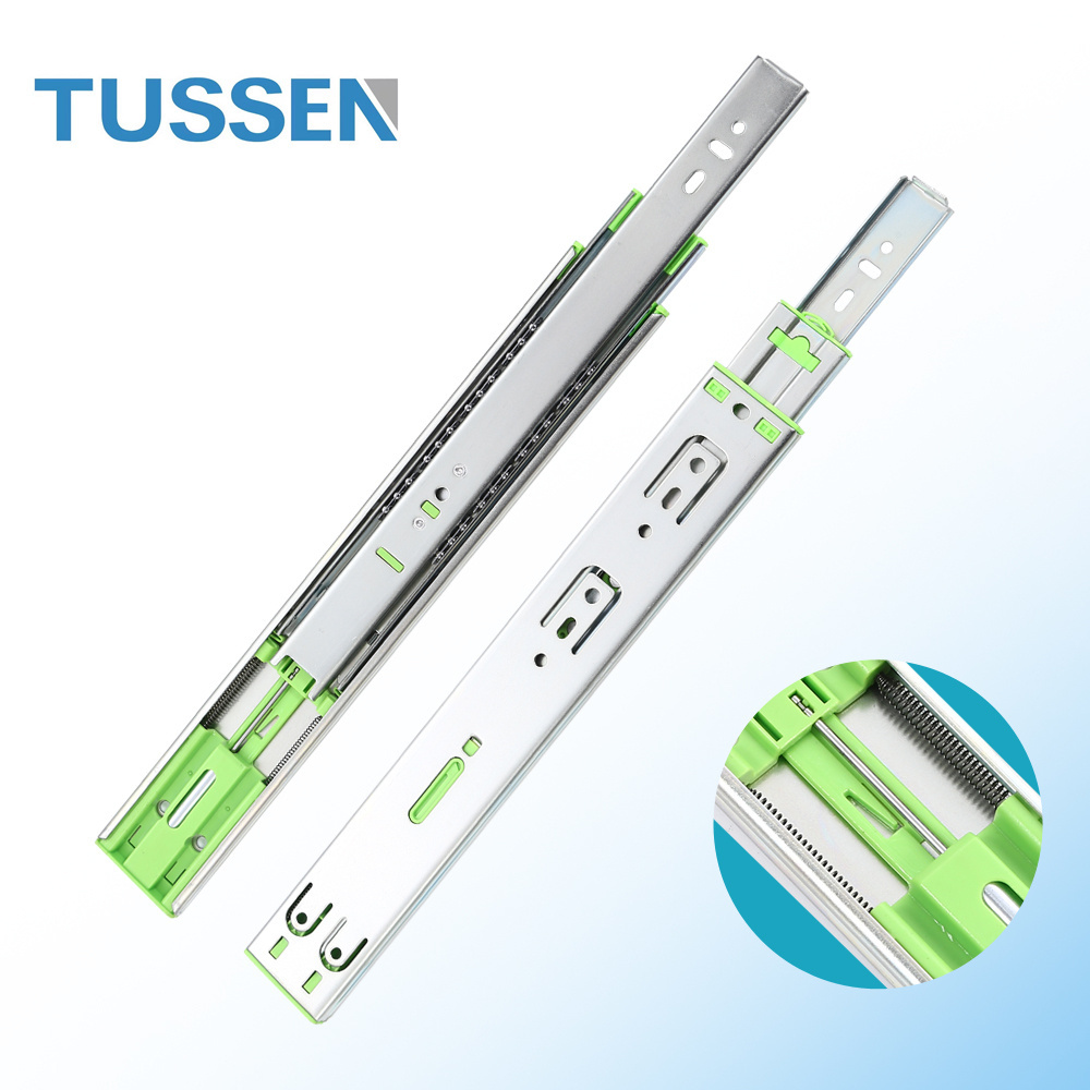 Jieyang Tussen 450mm 18 Inch 3 Folds Full Extension Heavy Duty Telescopic Cabinet Rail Ball Bearing Drawer Slide Soft Close