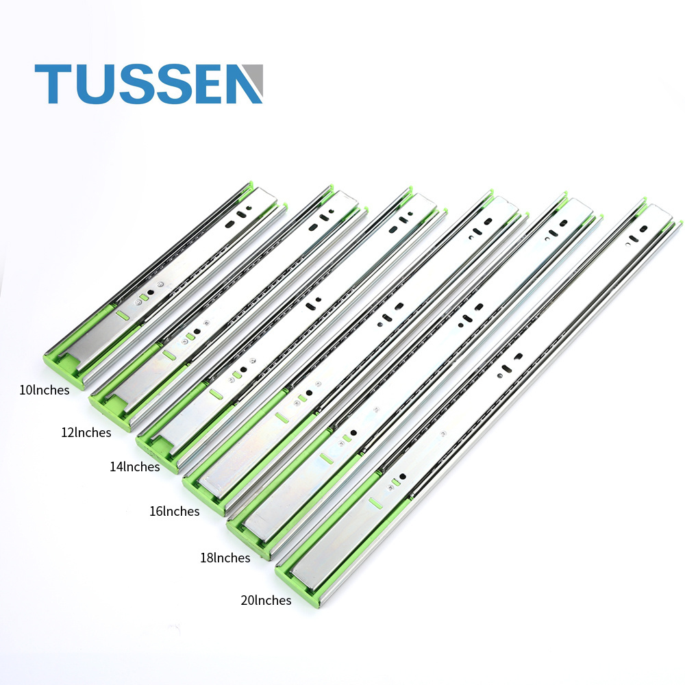 Jieyang Tussen 450mm 18 Inch 3 Folds Full Extension Heavy Duty Telescopic Cabinet Rail Ball Bearing Drawer Slide Soft Close