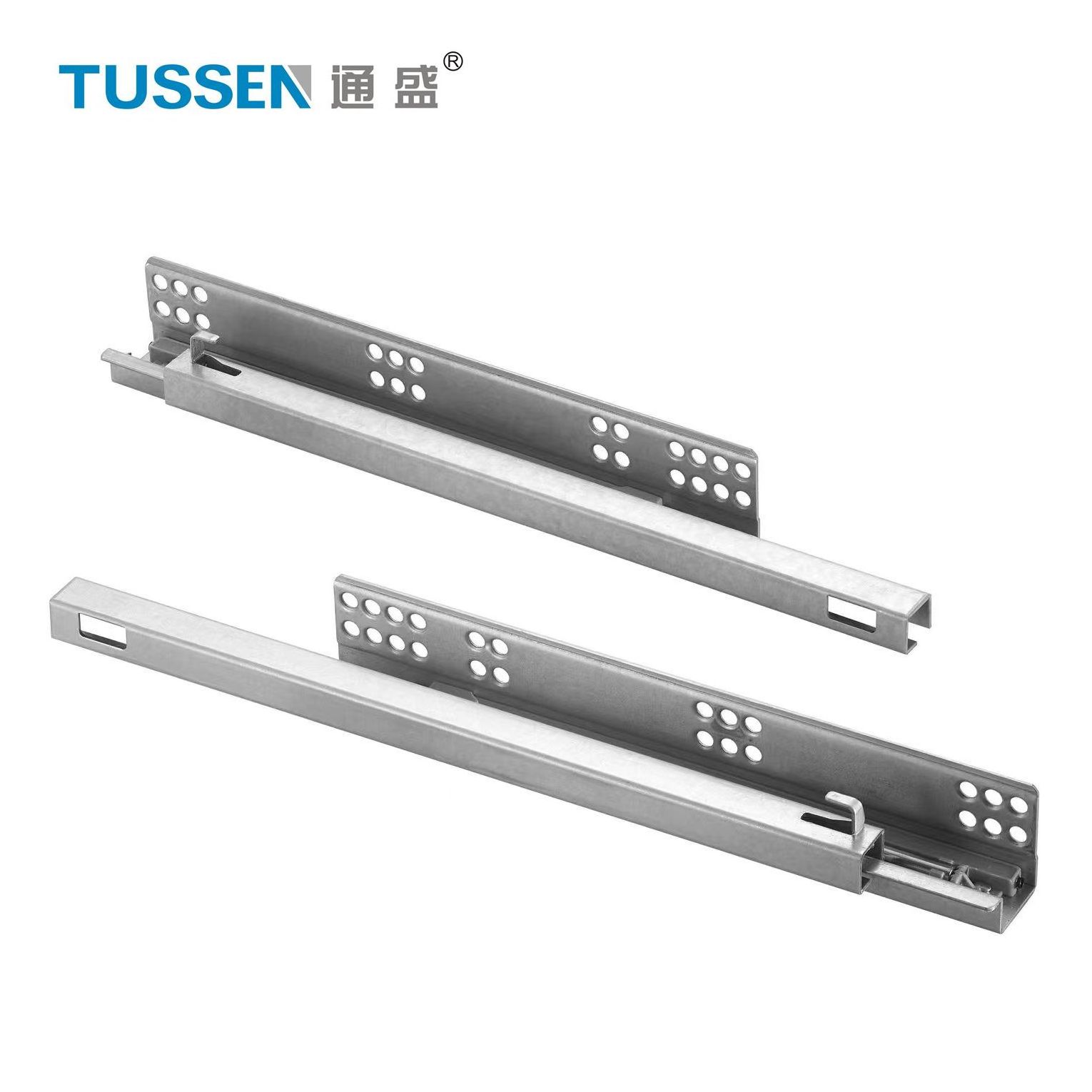 Heavy Duty Furniture Hardware Under Table Undermount Soft-closing Drawer Slide with Hydraulic Cylinder