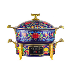 wholesale Hot Pot Cookware Set cloisonne plate copper pot alcohol individual shabu hot pot