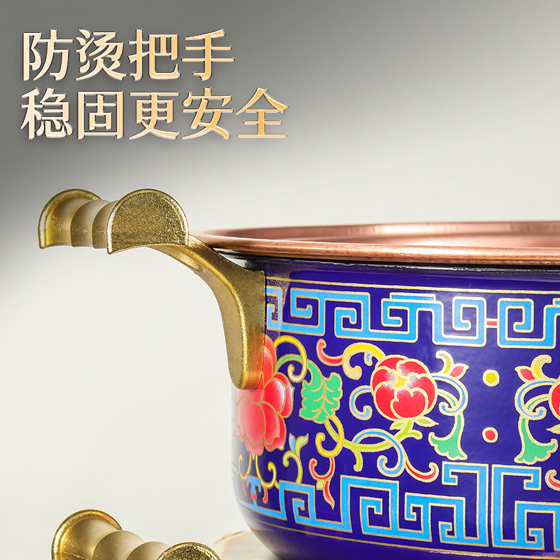 wholesale Hot Pot Cookware Set cloisonne plate copper pot alcohol individual shabu hot pot