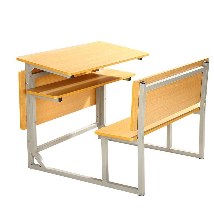 High Accuracy High Secondary School Cafeteria Furniture Double Tables Chairs Set For Students