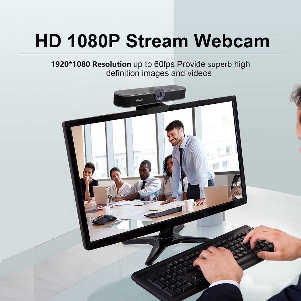 TONGVEO 3 in 1 Full HD 1080P60 Webcam Built-in Dual Mics and Speaker for Live Streaming