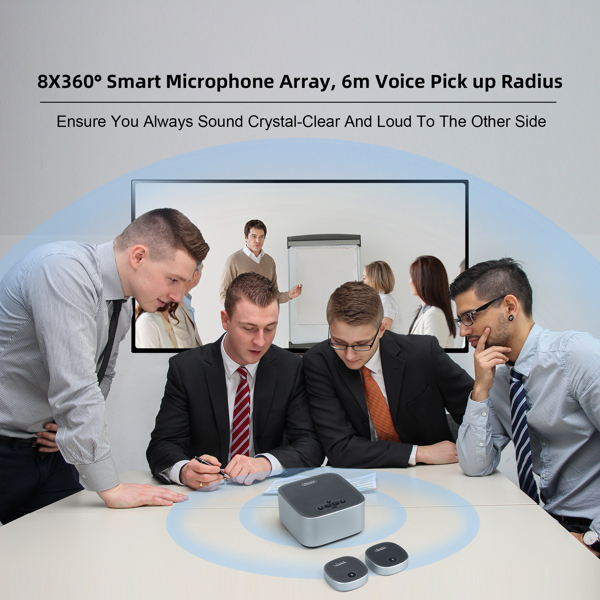 USB/BT Conference Speakerphone Microphone for Large Conference Room with 9 meters pickup radius