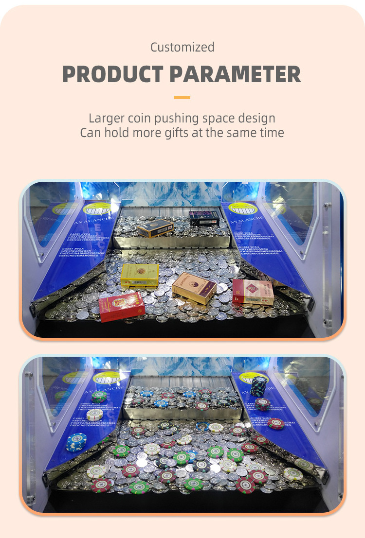 Profitable Avalanche Coin Pusher Skill Game Machine  Coin Pusher Board Game Toy Bonus Hole Coin Quarter Pusher Game Machine