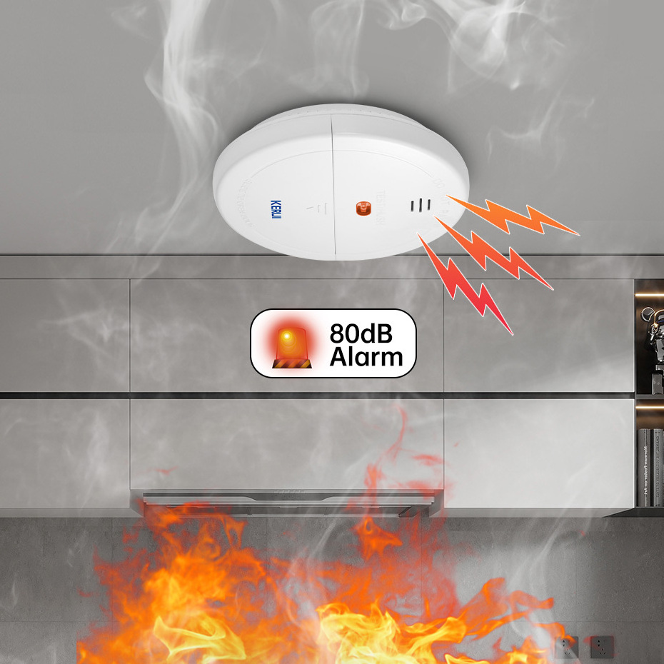 Wireless Smoke Detector 433MHZ 80dB Fire Sensor Alarm Loud Home Kitchen Security High Sensitive Stable Alarm System