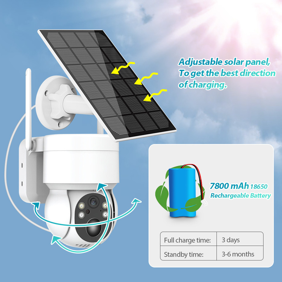 KERUI 4MP CCTV Video Surveillance Outdoor Waterproof IP65 Wireless Solar Camera Wifi IP Camera Solar Panel PTZ Network Camera