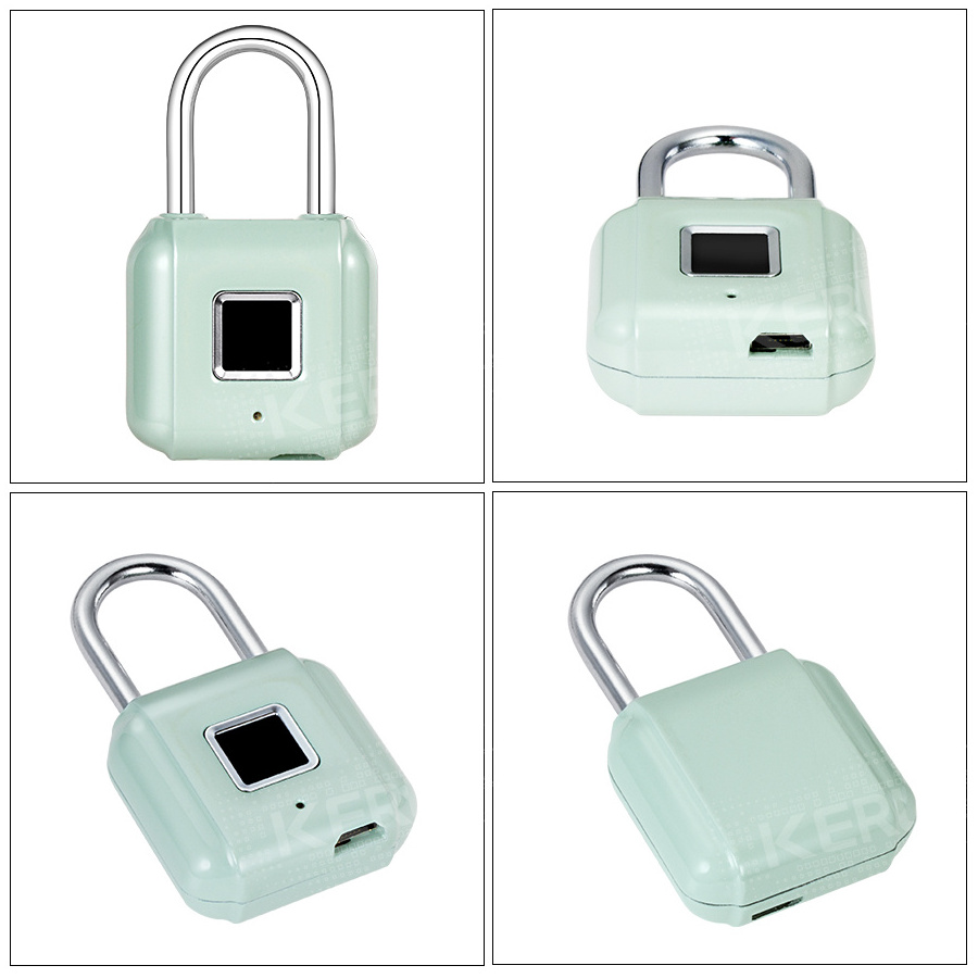 KERUI Smart Fingerprint Padlock USB Rechargeable Mini Size Finger Touch Lock for Door Cabinets Gym Locker Bikes