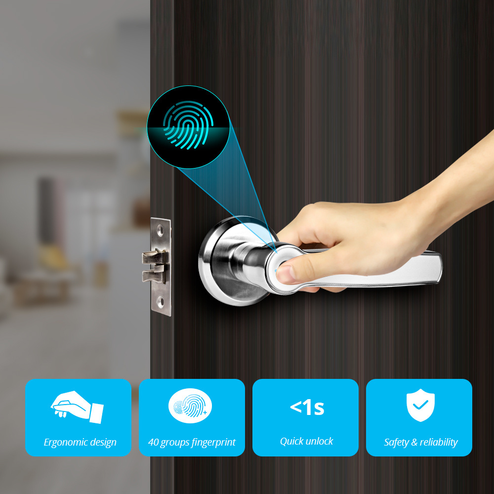 Smart Fingerprint Door Lock Electronic Keyless Entry Door Lock with Mechanical Key unlock for Door Lock Security