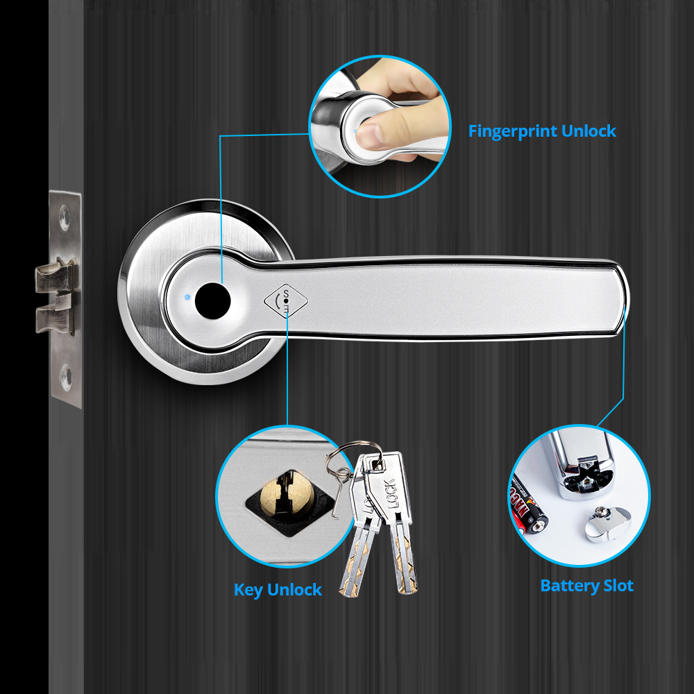 Smart Fingerprint Door Lock Electronic Keyless Entry Door Lock with Mechanical Key unlock for Door Lock Security