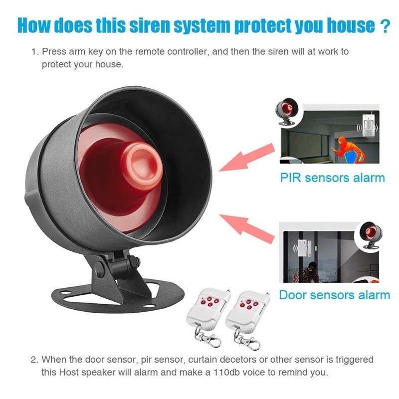 Home Security Alarm System With Door Windows Sensor  High Decibel Burglar Flash Loudly Speaker Siren