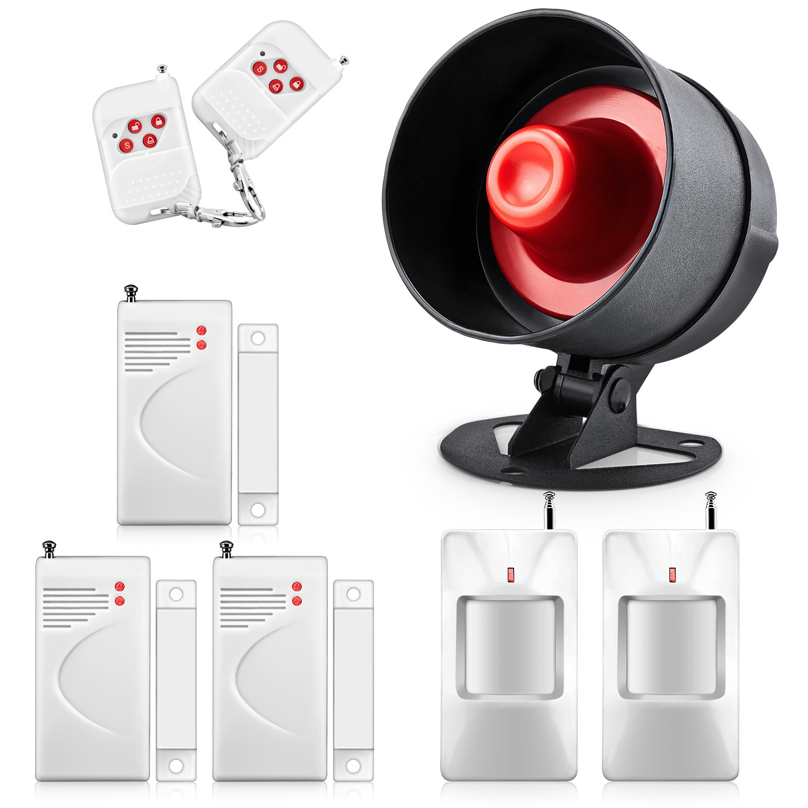 Home Security Alarm System With Door Windows Sensor  High Decibel Burglar Flash Loudly Speaker Siren