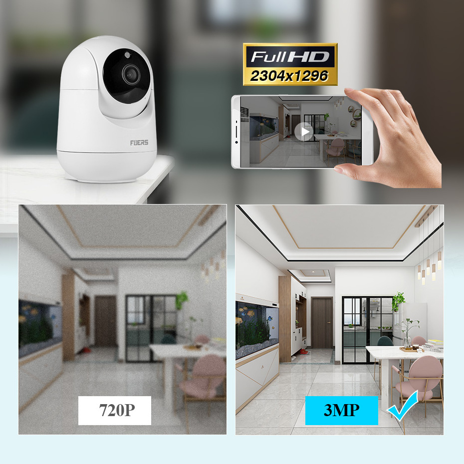 Good Quality Kerui 3MP Security IP Camera Tuya Camera Baby monitor Indoor Wireless 360 Degree Wireless Wifi Network Camera