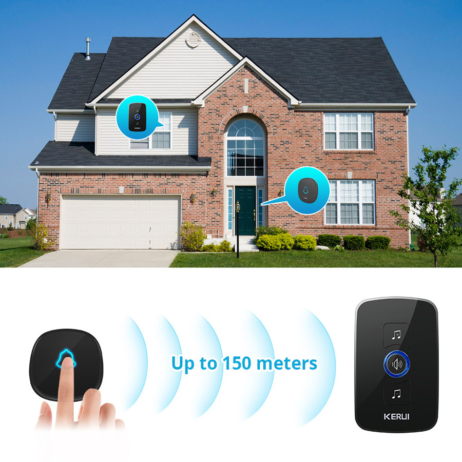 Hot selling Waterproof Smart Wireless Doorbell 32 Chimes 150m EU UK US Plug Long Range Wireless Doorbell