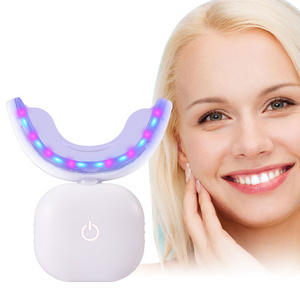 Custom Logo Mini Teeth Whitening Light Blue Red 32 LED Lights Rechargeable Tooth Whitening Led Wireless Teeth Whitening Lamp