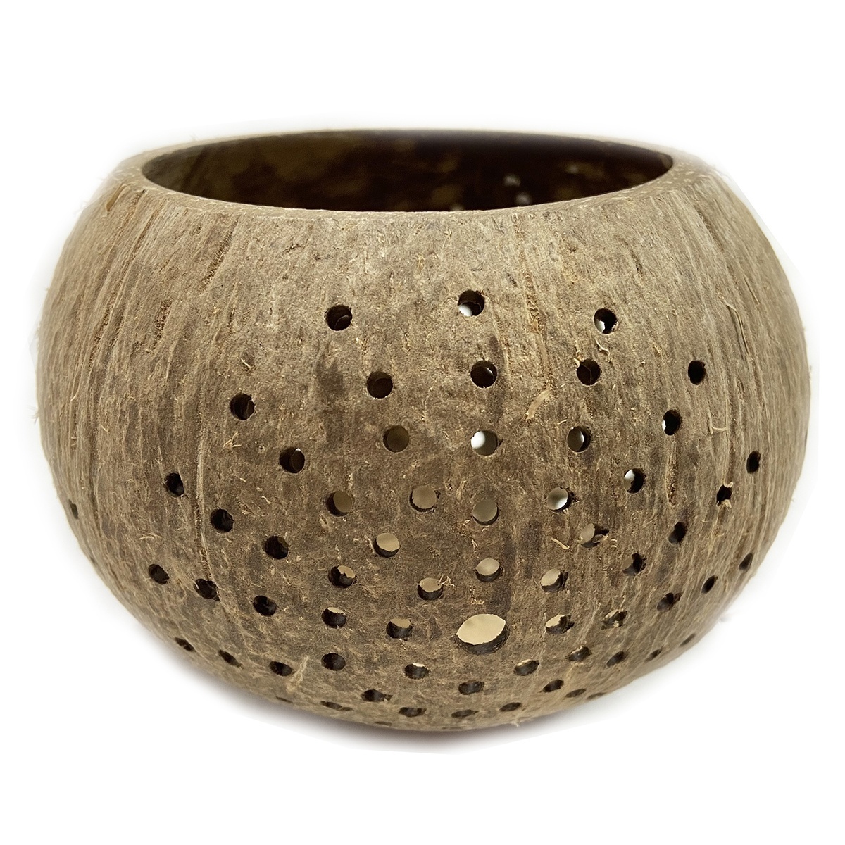 Eco-Friendly Coconut Shell Bowl Decorated Engraving Coconut Shell Candle Holder Handmade Hollow out Coconut Shell Candle Bowl