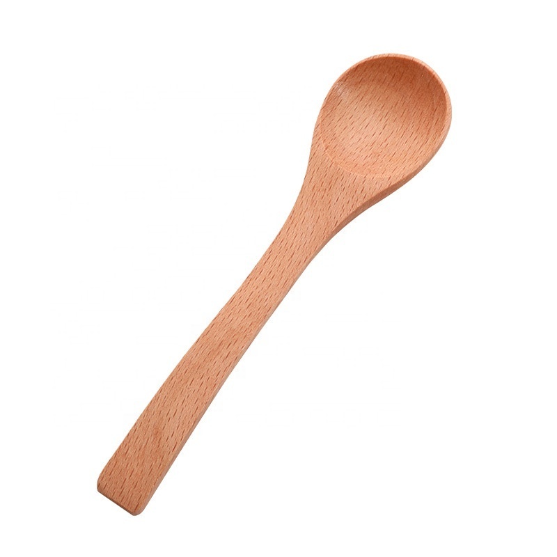 Ecofriendly Reusable Mini Wooden Spoon Solid Wood Tea Coffee Salt Sugar Spoon Baby Feeding Cutlery Small Beech Wood Spoon