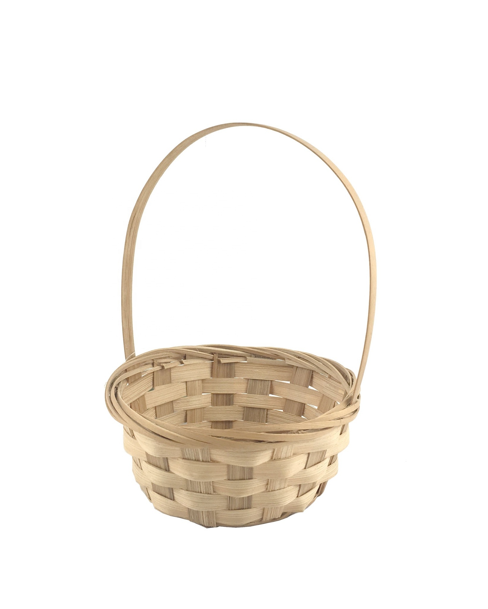 Bamboo Flower Basket Decorative Basket Round Shape with handle Decoration Storage Natural Weaved Handmade Arts & Crafts Holder